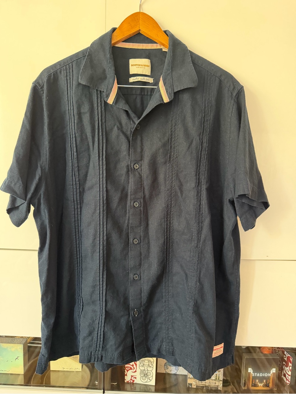 Scotch & Soda Navy Short-Sleeve Button-Up Camp Shirt